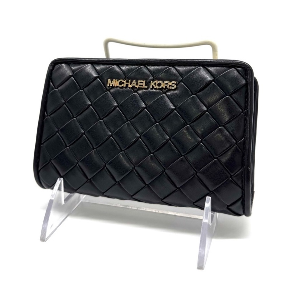 Michael Kors Medium Quilted Bifold Zip Chain Wallet Black - Picture 3 of 10